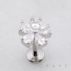 ROUND 5 PETALS CZ FLOWER THEADLESS (PUSH IN) 316L SURGICAL STEEL LABRET SET